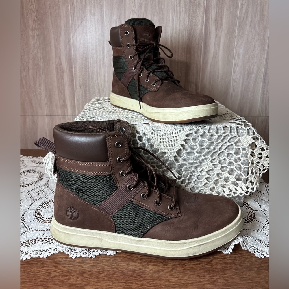 Timberland Davis Square Leather Men's Brown and Green Boots